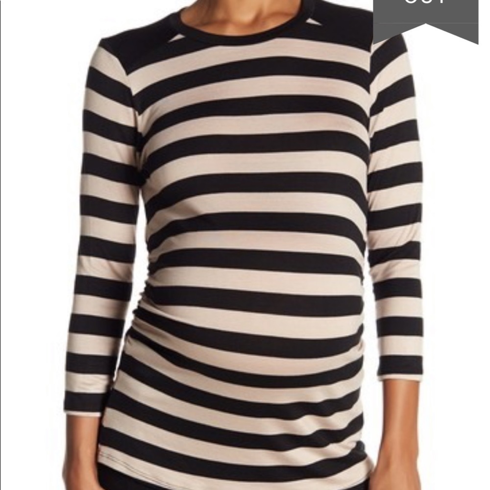 Nordstrom striped tan black maternity tunic XL